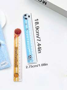1pc Basketball Acrylic Ruler Measuring Tool, 15cm Straight Ruler For Student, School, Office Supplies School Supplies, Back To School