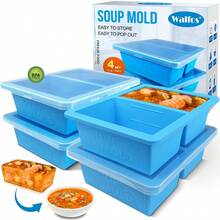 ACZ Walfos 1Cup Silicone Freezer Molds With Lid 4 Packs Soup Freezer Ice Cube Tray For Food Silicone Food Freezing Container For Storing And Freezing Soup Broth Sauce And Ice. 2216 - 1杯4個 - 查看 1