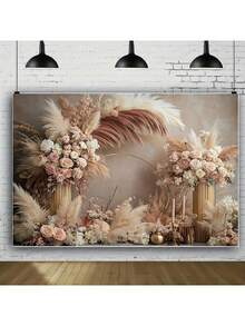 Multi Functional Bohemian Style Floral Wall Flag - Made Of Polyester Fiber, Suitable For Home Decoration And Party Photography, Ideal For Weddings, Birthdays, And Photo Booths