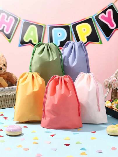 5个装束口袋礼品袋，可重复使用的柔和色礼品包装袋，婚礼回礼袋，伴娘礼品袋，宾客回礼，珠宝收纳袋，派对回礼，单身派对礼物，节日生日礼物网眼束口袋，多色塑料派对回礼袋，健身运动旅行收纳袋