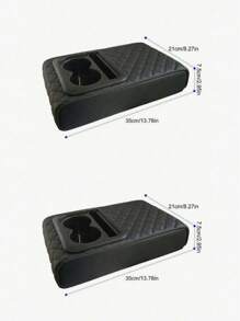 1PC Car Center Console Armrest Pillow With Cup Holder, Leather Middle Console Protection Cushion With Phone Holder, Memory Foam Auto Arm Rest Box Cover, Universal Vehicle Accessories (Textures)