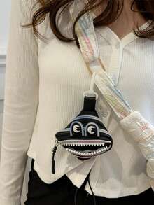 时尚新款耳机吊坠包个性怪物拉链创意零钱包钥匙口红迷你小号羊角面包包女士钱包迷你钱包钱包旅行钱包硬币钱包腕带钱包