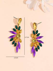 1pair Luxury Sparkly Wing Shaped Drop Earrings For Women, Elegant Hollowed Leaf Design, Suitable For Party