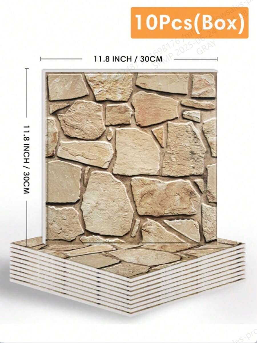 10pcs 3D Wall Panels, Faux Stone Wall Tiles For Living Room, Peel And