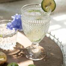 6 Pack Wine Glasses Goblets 10 Oz Vintage Water Glasses Romantic Mixed Drink Glasses For Party Daily Use - Clear - 查看 6