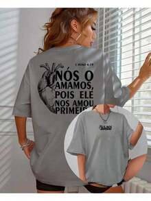 Camiseta NÓS O AMAMOS F/C Camisa Basica Algodão Manga Curta - Cinza - Visão 2