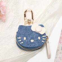 Sanrio 1 pieza Llavero de Hello Kitty - Estuche de llaves de piel, con cremallera dorada, llavero multifuncional, diseño compacto, adecuado para uso doméstico, regalos festivos, accesorios de decoración, cierre de cremallera duradero, organizador de llaves, aplicable para accesorios de Hello Kitty, decoración para parejas