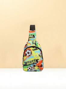 2PCS Back To School Backpacks, Fashionable And Casual Cute Cartoon Football Print Backpack Combination Bag, Including Mini Chest Bag, Very Suitable For Traveling, Outing, Outing, School Bag. Large Capacity, Suitable For Work, Commuting, Work, Business Trips, Shopping, School, Vacation, Outdoor Leisure Sports, Travel, Shopping And Other Daily Use, Birthday Gifts For Friends. The Zipper And Print Positions Are Random.