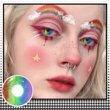 Lalens Lentes de contacto de color rosa en forma de corazón Lalens Sweet Heart, de uso semestral, para ojos marrones oscuros. Lentes de contacto de color azul natural, de uso semestral, para ojos marrones claros. Lentes de contacto de color gris, de uso diario, de 6 meses de duración, para embellecer los ojos. Dos piezas de lentes de contacto de color suaves en un solo paquete.