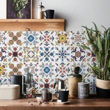 24PCS- Nrdic Bohemian Style Home Tile, Self-Adhesive Wall Stickers, Peel And Stick Wallpaper, Kitchen Bathroom Bedroom Living Room Dining Room, Waterproof, Oil And Moisture Proof, Decorative Tile Stickers, Wall Renovation Floor Stickers For Home Decor