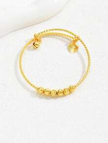 1pc Fashionable Versatile Simple Commuter Golden & Silver Color Adjustable Bangle Bracelet For Women - Yellow Gold - View 3