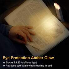 1 pieza Luz portátil de marcador, luz de lectura LED recargable, luz de lectura con clip, luz de lectura de protección ocular para la cama