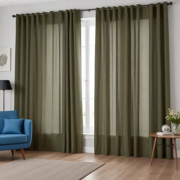 Cortina Sala e Quarto Lisa Verde Musgo -300x250