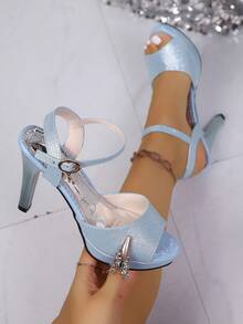 Women High Heel Sandals, New Korean Fashion Versatile Open Toe Sandals, Strap Buckle Thin Heel Waterproof Platform High Heel Shoes For Party, Wedding