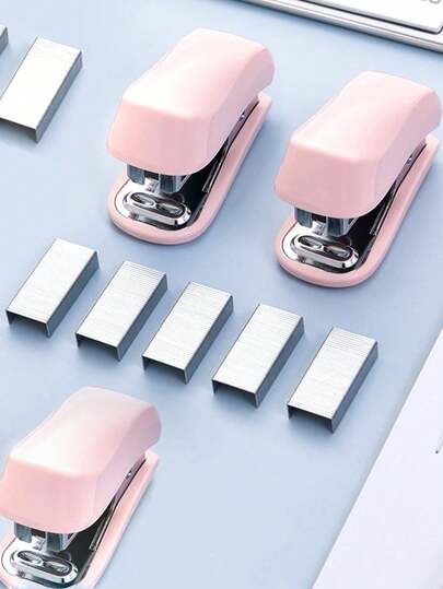 1pc Pink/Blue Mini Stapler, 2-In-1 Stapler & Staples Set (400 Pcs), Essential For Back To School, Suitable For Students, Office Workers, Home Users, Classroom, Office, Home Study