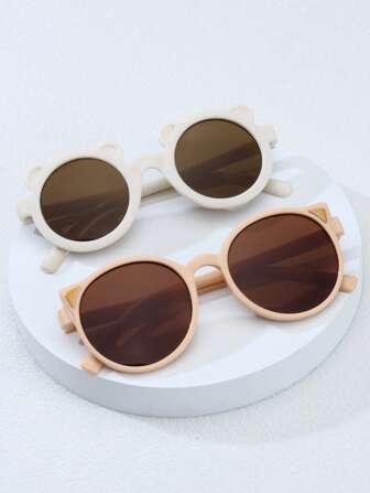 2pcs Kids Cartoon Cat Ear & Bear Ear Decor Fashion Fashion Glasses