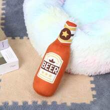 1 pieza Juguete masticable para perros con diseño de botella de cerveza y sonido de zumbido, juguete de peluche suave y duradero para masticar, artículo interactivo para perros - Multicolor - Ver 6