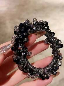 1条女士仿珍珠发圈，简约优雅精致高弹发绳，时尚发饰，适用于发髻、马尾辫，日常佩戴，发圈，橡皮筋，发绳 - 彩色 - 查看 5