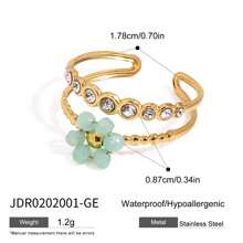 Uworld Summer Vacation 18K Gold Plated Stainless Steel Multi-Layer Crystal Colored Flower White Zirconia Ring Women Jewelry Gift