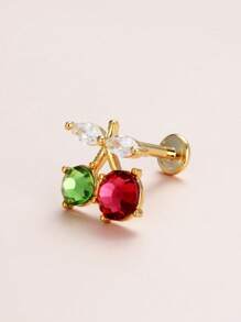 1 Stück Kirsch-Zirkonia Körperschmuck, Edelstahl Bar Knorpel-Ohrringe, stilvoller Alltagsschmuck für Frauen, kann als Geschenk für Freunde dienen.