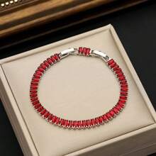 Brazalete de circonita de colores - Joyería elegante y brillante | Brazalete de joyería diaria | Regalo de otoño | Brazalete de mujer | Regalo de joyería para mujer/Regalo de cumpleaños/Joyería de San Valentín/Regalo de Navidad | Suministros para fiestas/Recuerdos/Regalo de graduación