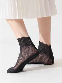 Women's Transparent Lace Socks Floral Invisible Summer Socks Breathable Lady Girl Thin Short Socks For Women Low Cut Boat Sox