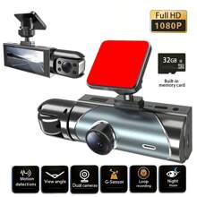 Dual Lens Dash Cam With Night Vision, Dual 1080P Front And Embedded Cameras, Wide Angle Car DVR, 3.16" IPS Screen, 24-Hour Motion Sensor Parking Mode, 32GB Memory Card Loop Recording Battery Capacity 150mAh