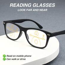 1 副时尚多焦点双光老花镜，经典镜框和实用镜片，灵活的弹簧镜腿，适合日常舒适佩戴，男女通用 - 藍 - 查看 8