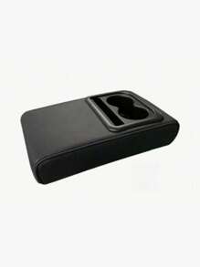 1PC Car Center Console Armrest Pillow With Cup Holder, Leather Middle Console Protection Cushion With Phone Holder, Memory Foam Auto Arm Rest Box Cover, Universal Vehicle Accessories (Textures)