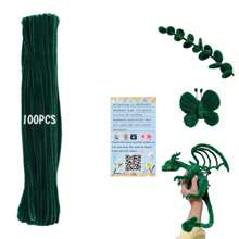 100 limpiadores verdes a granel con 1 video paso a paso, paquete de valor para proyectos de manualidades con limpiapipas, palitos esponjosos y peludos para proyectos de manualidades, decoraciones de regalo creativas y decoraciones de fiesta, tallos de chenilla gruesos y esponjosos, decoraciones de flores DIY, manualidades con limpiapipas para artes y manualidades, adecuados para diferentes ocasiones como bodas, fiestas, decoraciones festivas diarias
