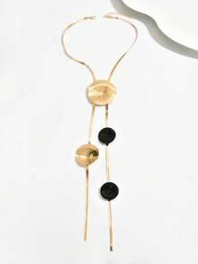 1 buah Kalung Wanita Bentuk Y, Kalung Rantai Ular Pipih Asimetris Bentuk Cakram & Hati Kreatif Bergaya Vintage dengan Liontin Panjang, Cocok untuk Pemakaian Sehari-hari, Hadiah, dan Aksesori Pesta - Pencocokan warna - View 2