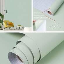 1卷浅绿色自粘墙纸，乙烯基材质，可移除，适用于房间、厨房、台面、橱柜、梳妆台、家具翻新、家居装饰、DIY，尺寸：15.7英寸 x 39.3英寸 / 118.1英寸 / 196.8英寸 - 薄荷綠 - 查看 2