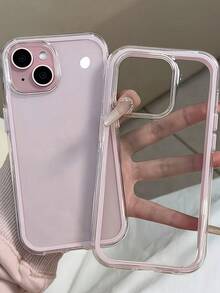 Apple Smart Fashion Phone Case With A High-End Feel, A Three-In-One Thickened And Hard Material, A Colorful Solid Color Frame, A Personalized Creative Pink, White, Black, Blue, Green, Minimalist Simple Fall Protection Full Coverage Transparent Feeling Colorful Phone Case Compatible With IPhone