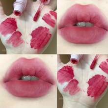 哑光天鹅绒唇彩，天鹅绒哑光唇膏，外观自然，适合初学者、学生、学校、生日和情人节礼物 - 彩色 - 查看 12