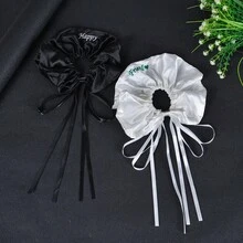 定制名字蝴蝶结发圈蝴蝶结发圈长发带马尾辫固定带女士时尚条纹丝带非常适合辫子 - 發箍 - 查看 2