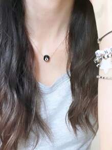1PC Fashion Stainless Steel Chain Black No.8 Billiard Necklace For Women Y2K Fun Black 8 Ball Couple Necklace Women Jewelry