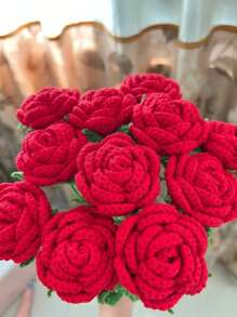 1/3/6/10pcs Handmade Crocheted Rose Flowers, Decor Bouquet, Artificial Flowers, Handmade Flowers, Yarn Flowers. For Wedding Bride Bouquet, Her Gift, Mother's Gift, Teacher's Gift, Creative Gifts. As Home Decor For Restaurant, Living Room, Bedroom, Wedding, Party. Suitable For Spring/Summer Decoration, Christmas, New Year, Valentine's Day, Thanksgiving, Back To School, Wedding, Birthday And Other Holidays