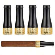 4-Pack Universal Cigar Mouthpiece Filters, Reusable & Washable With Heat-Shrink Technology, Fits 42-57 Ring Gauges. Ideal Gift For Men & Dad. - đen - Xem 7