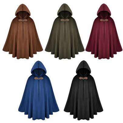 Medieval Hooded Cloak, Renaissance Period Costume, Victorian Era Men's Hooded Outfit, Suitable For Halloween And Cosplay