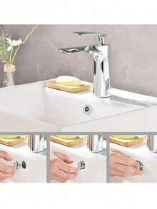 2/4/6/12 pièces Dessus de lavabo, (Taille unique = 2 pièces) Récipient de lavabo de salle de bain d'hôtel, Bouchon de trop-plein de lavabo, Accessoires de blocage de trop-plein, Décoration de lavabo blanche, Accessoires de décoration de lavabo