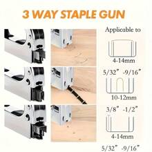 Grapadora 3 en 1, juego de grapadora de uso pesado, contiene 600 grapas: 200 clavos para puertas, 200 clavos en T, 200 clavos en U - Adecuado para reparaciones de carpintería, manualidades DIY, decoración del hogar y fijación de materiales