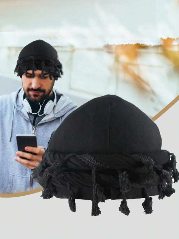 1pc Men's Fashion Headband With Tassels, Vintage Scarf Bandana, Hat, Unique Hair Wrap For Halloween