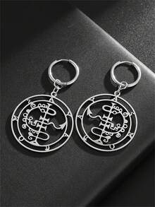 1对新款欧美风男士所罗门72柱恶魔图案不锈钢耳环时尚气质钛钢耳环 - 時尚 - 查看 7