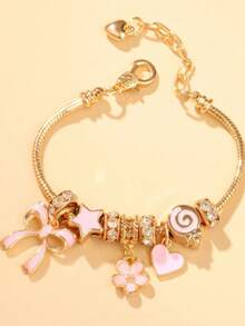 1pc Elegant Silver Non-Fading Heart Pendant Bracelet, Perfect For Valentine's Day, Anniversary, And Daily Fashion Wear - Multicolor 3 - View 3