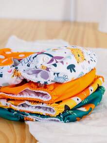4 Packs Baby Cloth Diaper One Size Adjustable Washable Reusable For Baby Girls And Boys - Multicolor - View 3