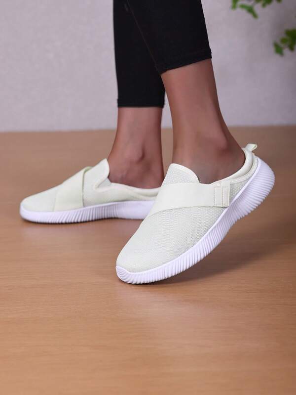Women's Fashion Knitted Breathable Comfortable Sports Shoes, Non-Slip Wear-Resistant Slip-On Solid Color Casual Sneakers, Suitable For Both Men And Women For Outdoor Casual Sports