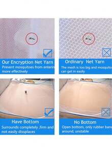 Libre de instalación elevada yurta mosquitera puerta plegable, Mosquitero Plegable Cama 1.8x2x1.5m, Tienda de campaña de red desplegable con parte inferior,  diseño plegable para dormitorio y viajes al aire libre, fácil de instalar y lavar - Blanco - Ver 4