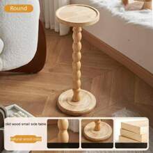 Movable Solid Wood Side Table, Compact Coffee Table For Home, Bedroom Nightstand, Vintage Minimalist Style