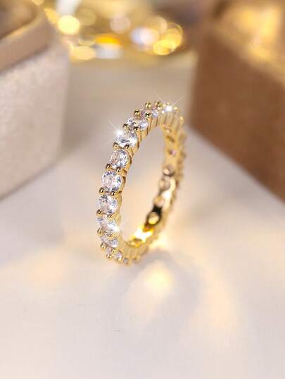 Vanel 1 Stück Ring mit vollem Kreis voller Zirkonia, Schmuckgeschenk für Freundin/Klassenkameradin