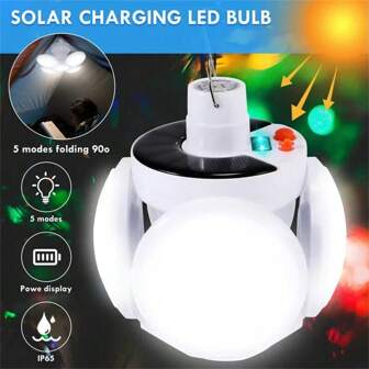 1pc Solar Camping Light With 5 Dimming Levels | 360° Omnidirectional Lighting | Foldable Emergency Outdoor Lamp